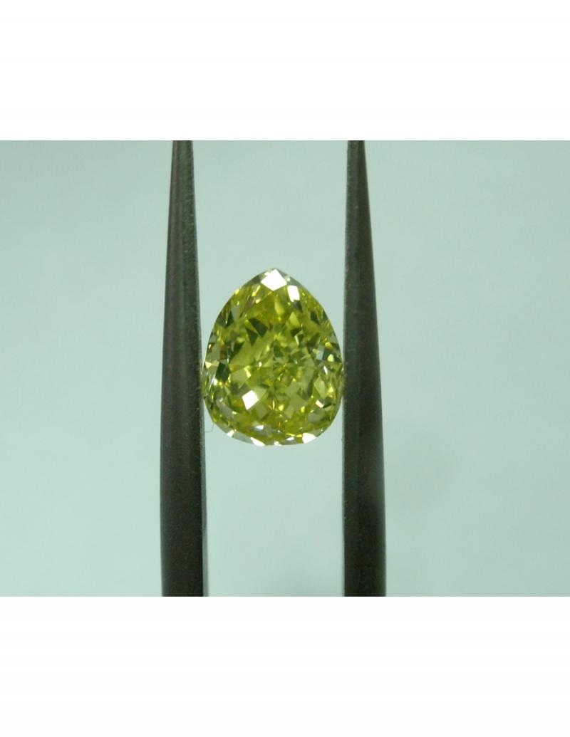 intense green diamond, 1.01ct, vs1 , pear shape
